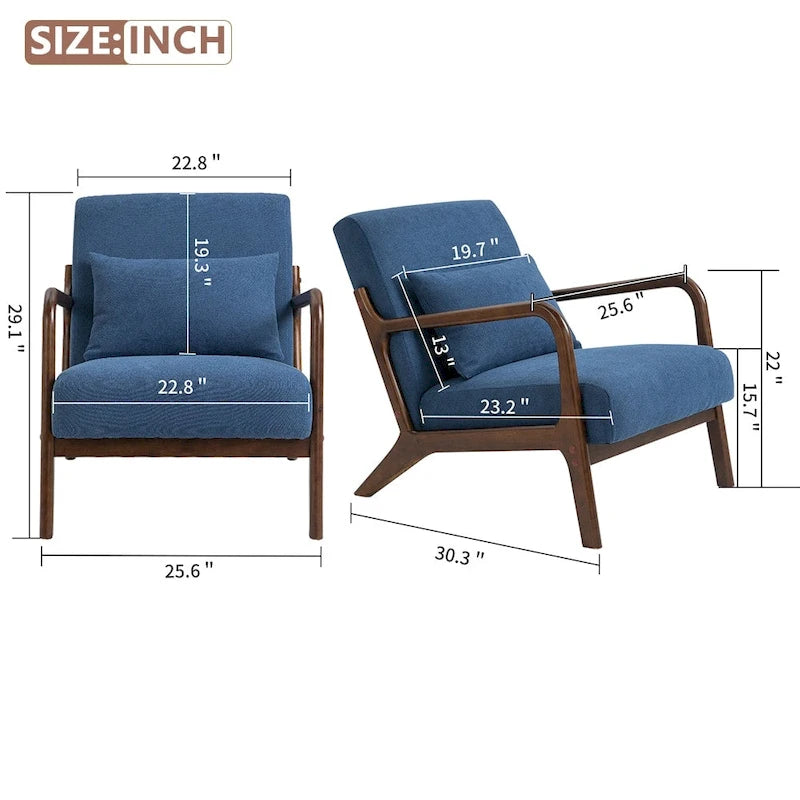 Fauteuil d'appoint rembourré en velours de style mi-siècle avec coussin lombaire