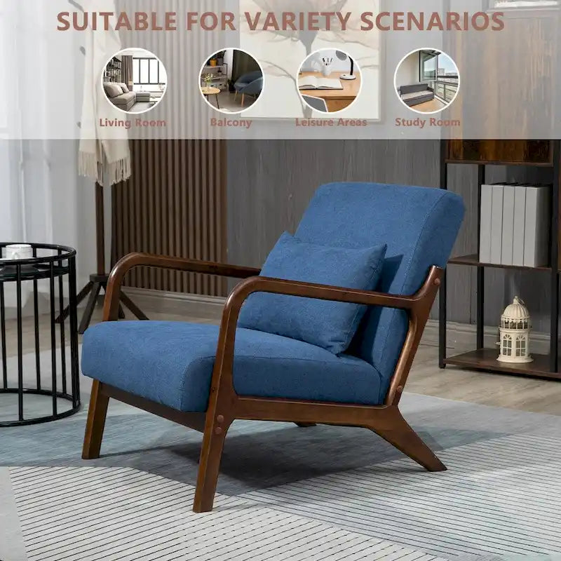 Fauteuil d'appoint rembourré en velours de style mi-siècle avec coussin lombaire