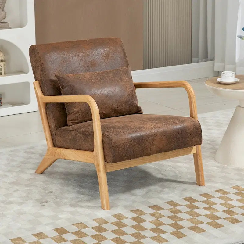 Fauteuil d'appoint rembourré en velours de style mi-siècle avec coussin lombaire