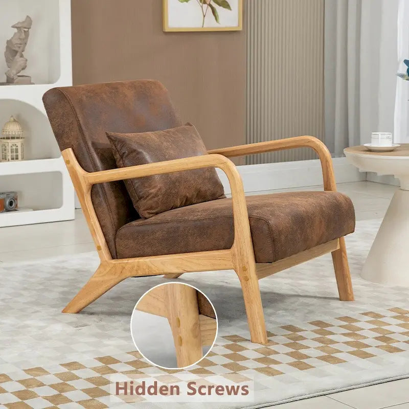 Fauteuil d'appoint rembourré en velours de style mi-siècle avec coussin lombaire