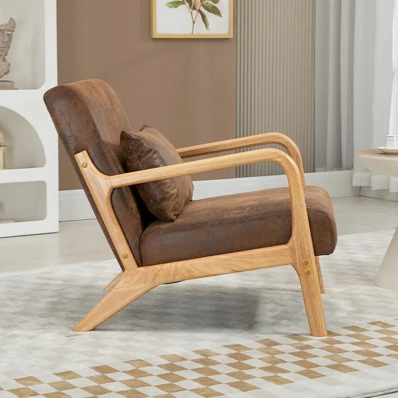 Fauteuil d'appoint rembourré en velours de style mi-siècle avec coussin lombaire