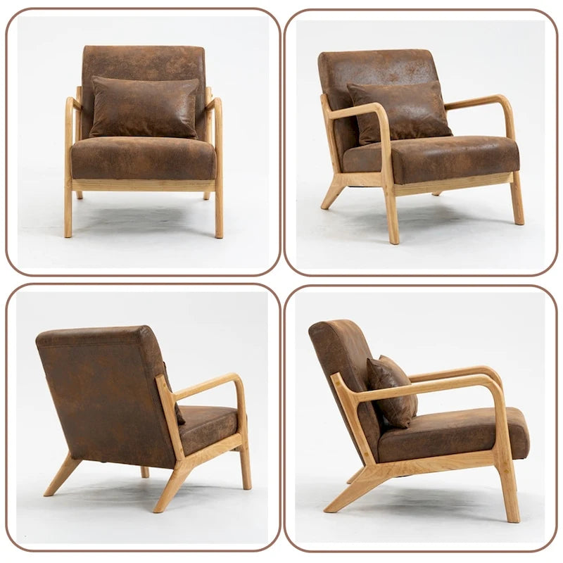 Fauteuil d'appoint rembourré en velours de style mi-siècle avec coussin lombaire
