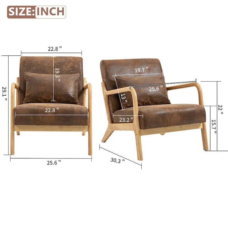 Fauteuil d'appoint rembourré en velours de style mi-siècle avec coussin lombaire