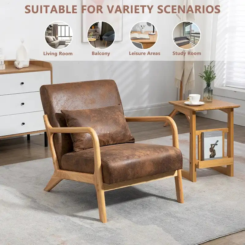 Fauteuil d'appoint rembourré en velours de style mi-siècle avec coussin lombaire