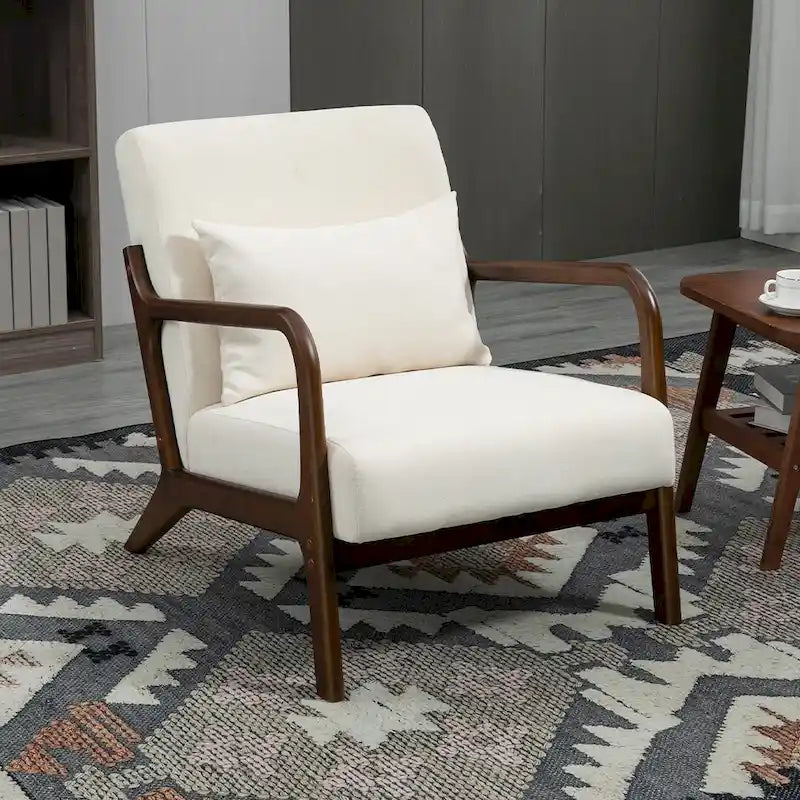 Fauteuil d'appoint rembourré en velours de style mi-siècle avec coussin lombaire