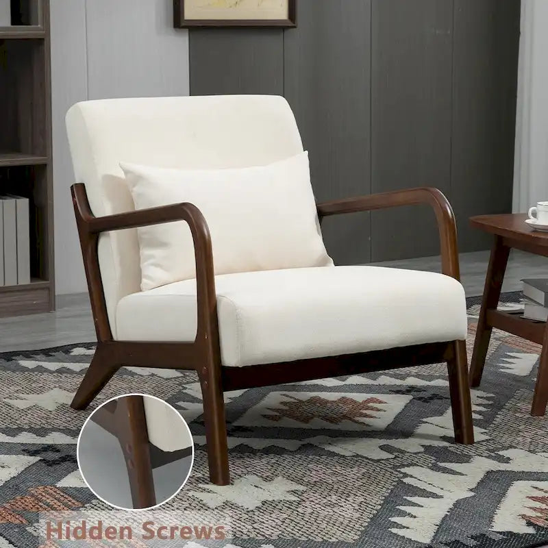Fauteuil d'appoint rembourré en velours de style mi-siècle avec coussin lombaire