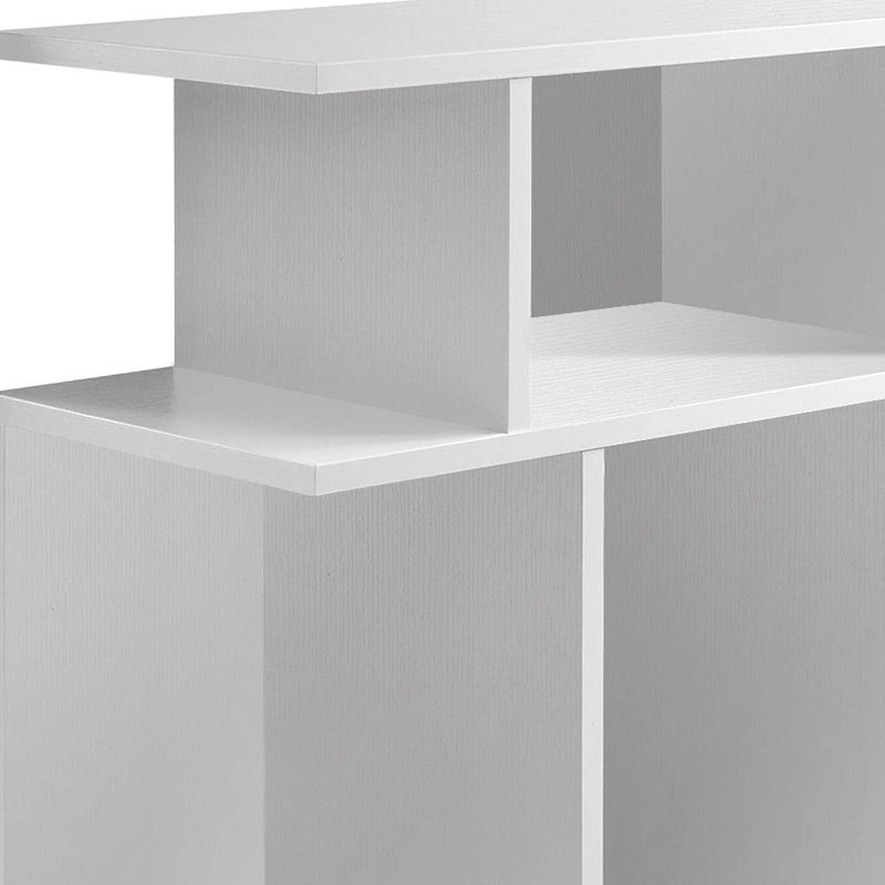 Table de bout blanche en bois de 24 pouces avec six étagères ouvertes - 11.75