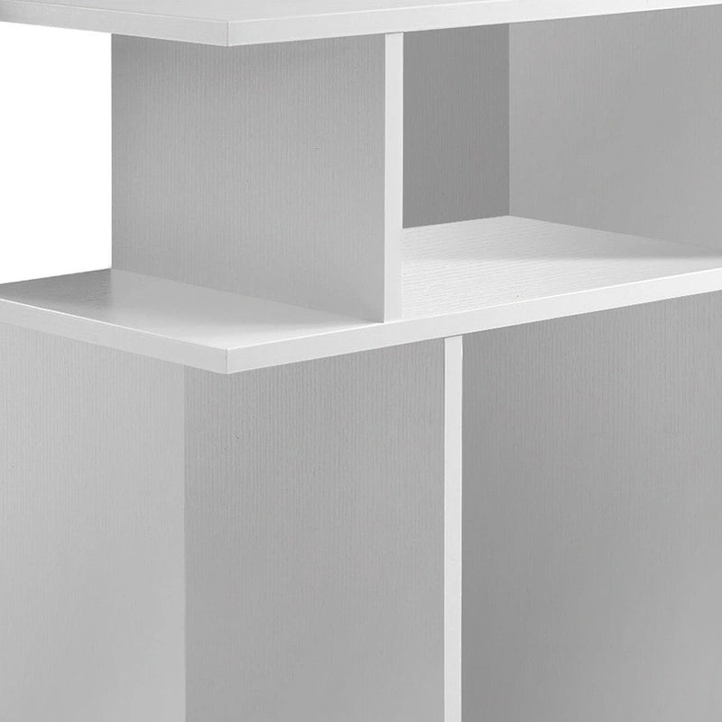 Table de bout blanche en bois de 24 pouces avec six étagères ouvertes - 11.75