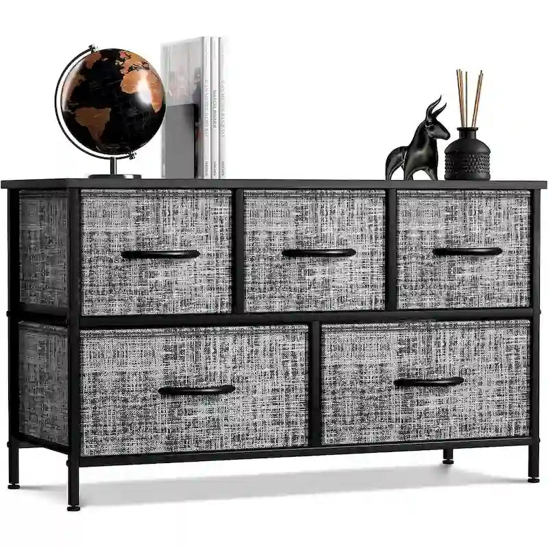 Commode avec 5 tiroirs, meuble de rangement pour la maison et la chambre