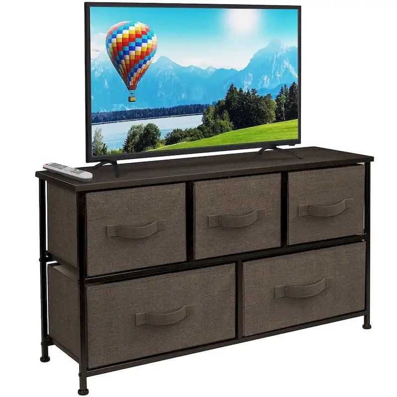 Commode avec 5 tiroirs, meuble de rangement pour la maison et la chambre