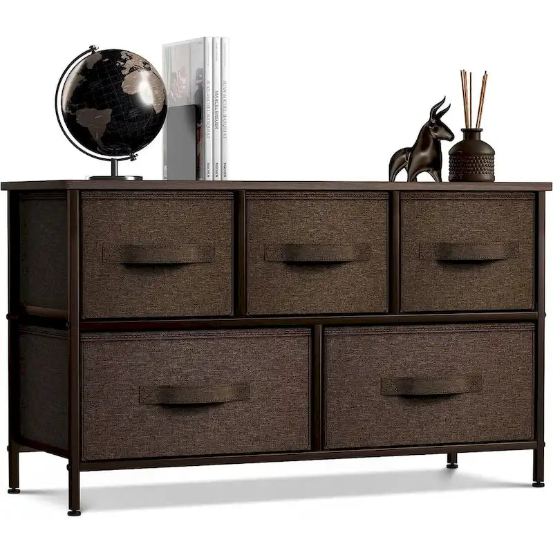 Commode avec 5 tiroirs, meuble de rangement pour la maison et la chambre
