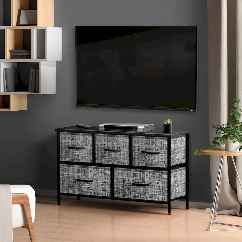 Commode avec 5 tiroirs, meuble de rangement pour la maison et la chambre