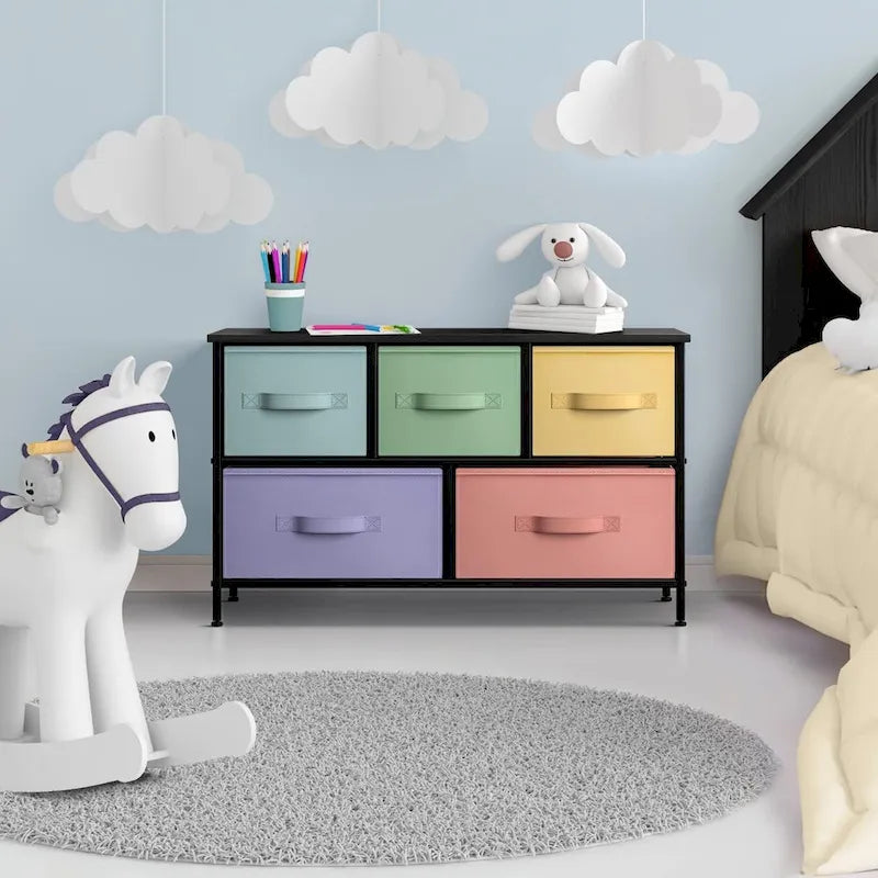 Commode avec 5 tiroirs, meuble de rangement pour la maison et la chambre