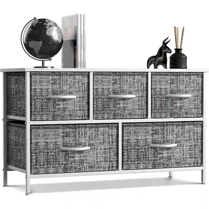 Commode avec 5 tiroirs, meuble de rangement pour la maison et la chambre