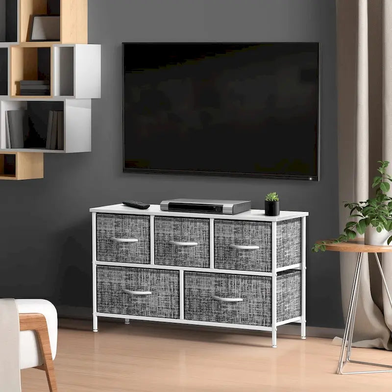 Commode avec 5 tiroirs, meuble de rangement pour la maison et la chambre