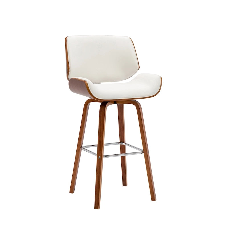 Tabouret de comptoir pivotant, similicuir PU, pieds en bois avec repose-pieds