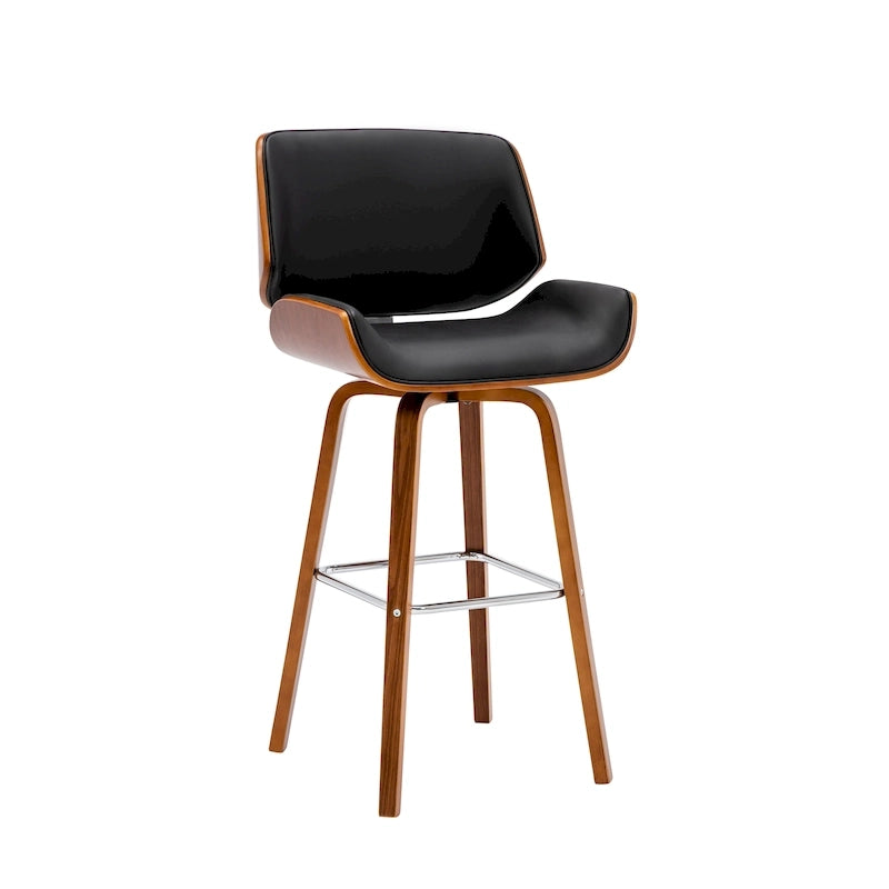 Tabouret de comptoir pivotant, similicuir PU, pieds en bois avec repose-pieds