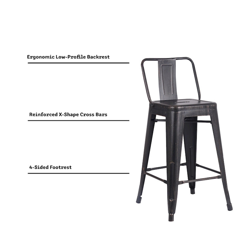 Lot de 2 tabourets de bar en métal de 24 pouces