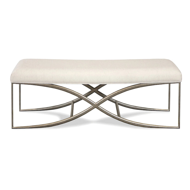 Banc rembourré avec structure en métal, champagne