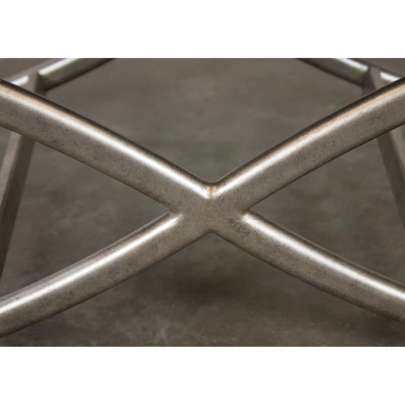 Banc rembourré avec structure en métal, champagne