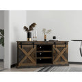 Farmhouse 66 inch Corner TV Stand for TVs up to 80 inches, No Assembly Required, Barnwood Finish