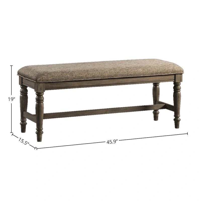 Banc rembourré de salle à manger en chêne torréfié