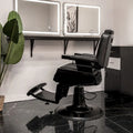 Robuster Barberstuhl, verstellbarer Friseurstuhl für den Barbershop, Schwarz