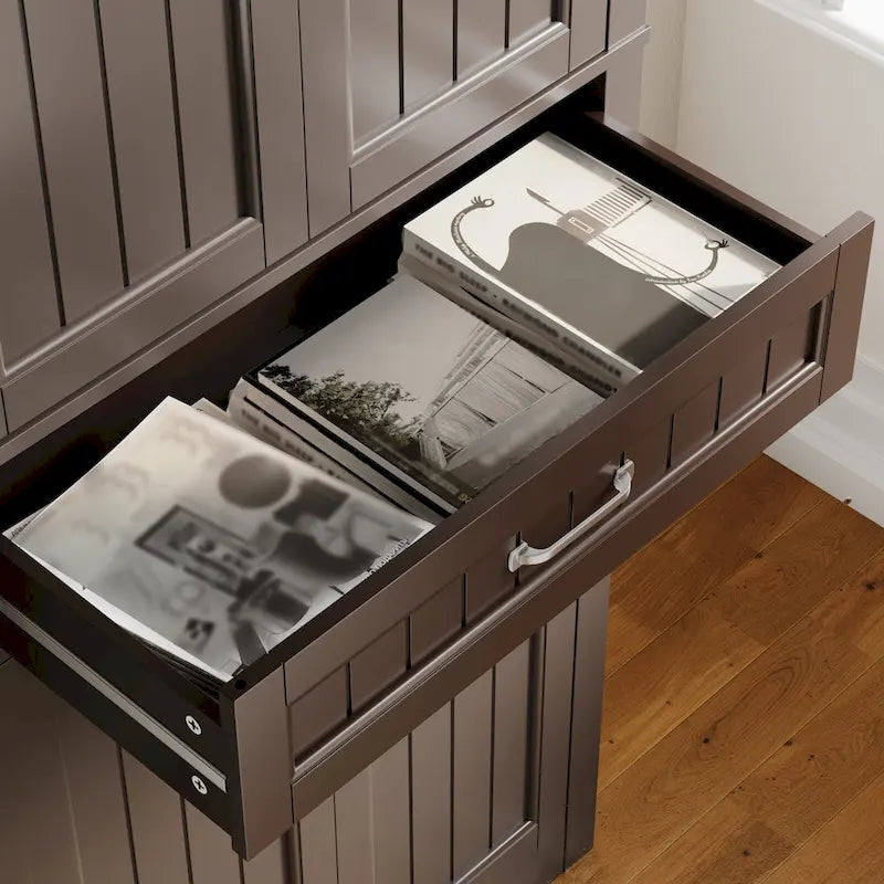 Armoire blanche de rangement alimentaire de cuisine autoportante de 66.5 pouces de hauteur, avec tiroirs coulissants en métal et tongs
