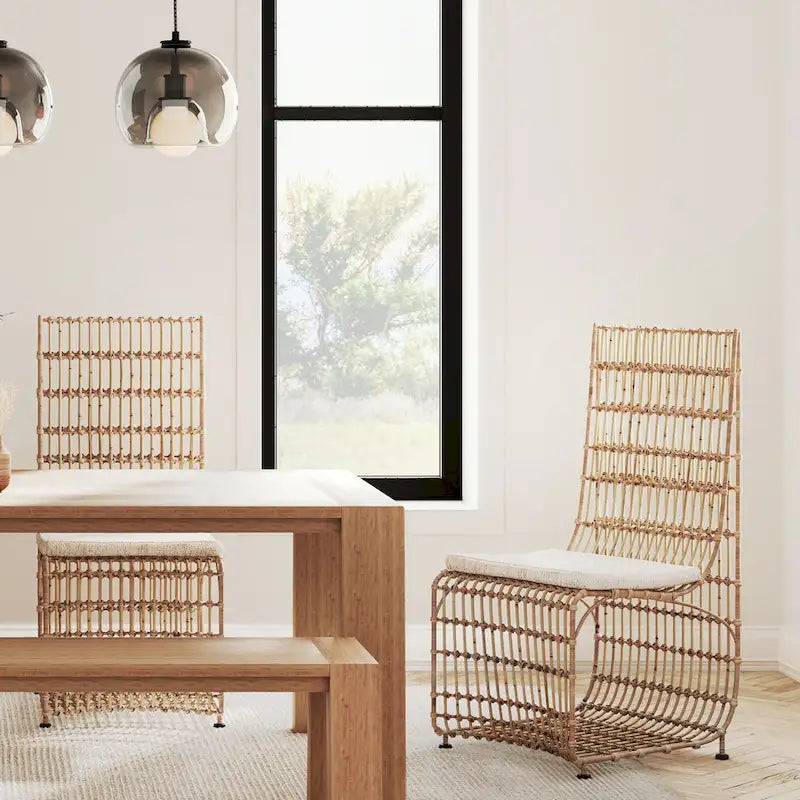 Rattan Wrapped Iron Dining Chair by East at Main