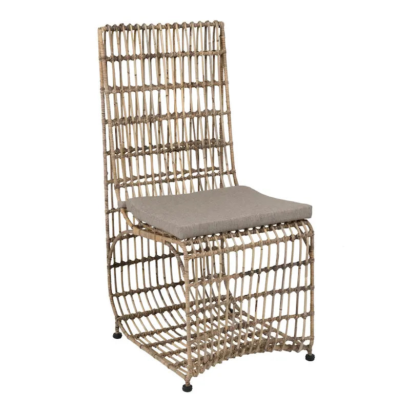 Esszimmerstuhl aus Eisen mit Rattanbezug
