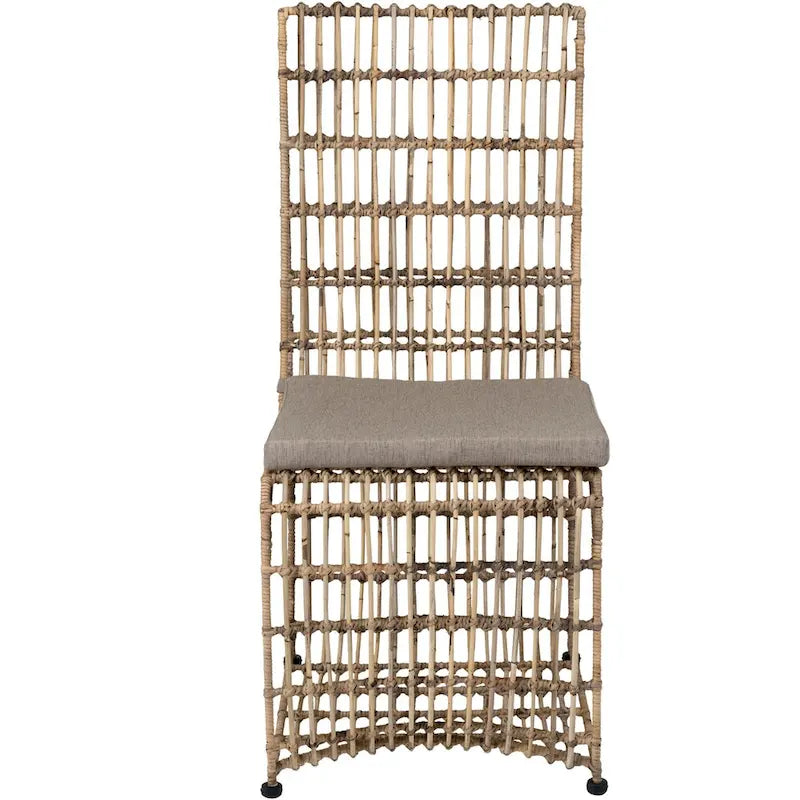 Esszimmerstuhl aus Eisen mit Rattanbezug