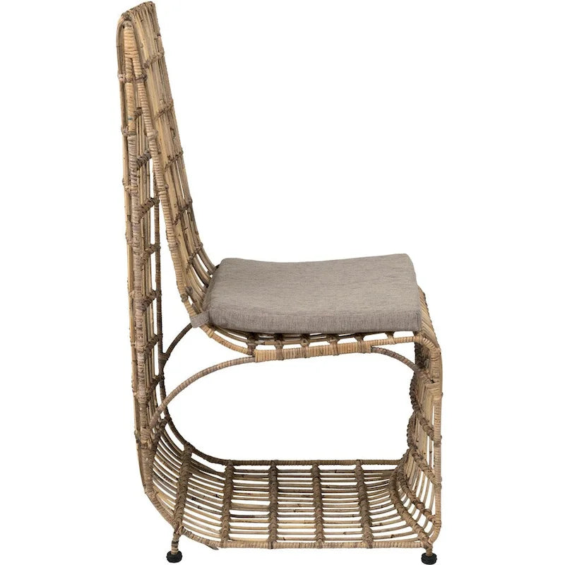Esszimmerstuhl aus Eisen mit Rattanbezug