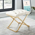 Banc individuel contemporain ivoire et or 22 avec capitonnage à boutons