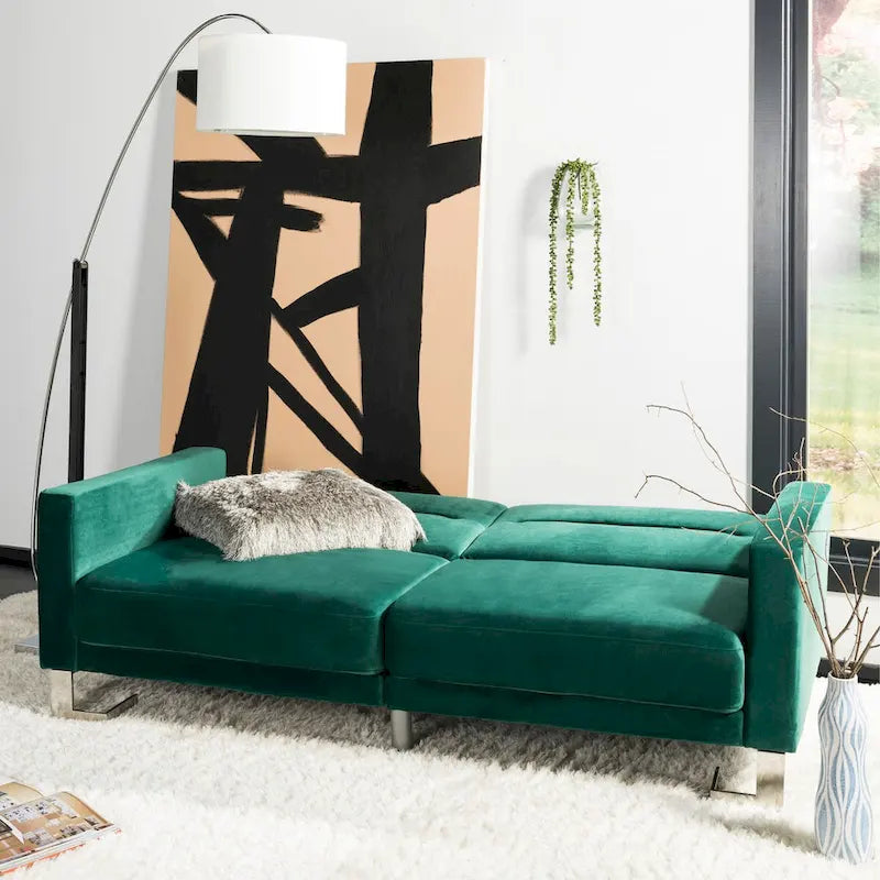Modernes, zweitiliges, klappbares Schlafsofa in Beige