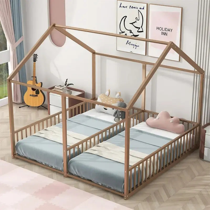 Metal Twin Size House Platform Beds