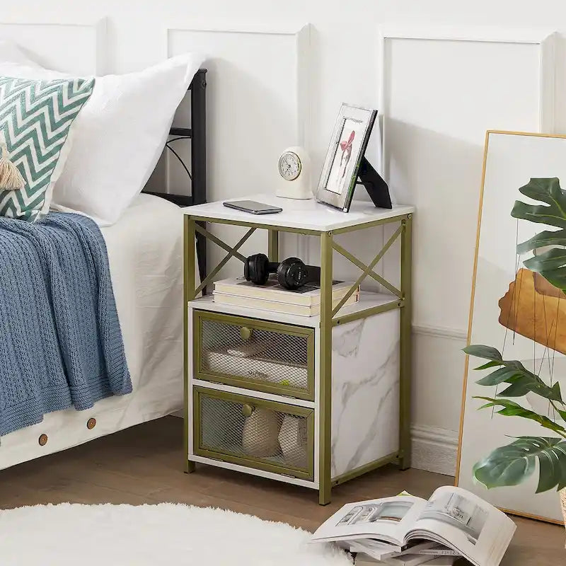 Nachttisch mit 2 Schubladen und Ablage für das Schlafzimmer, kleine Nachttische, Beistelltisch