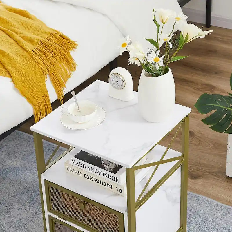 Nachttisch mit 2 Schubladen und Ablage für das Schlafzimmer, kleine Nachttische, Beistelltisch