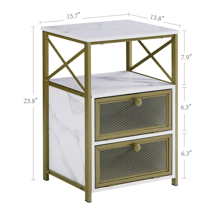 Nachttisch mit 2 Schubladen und Ablage für das Schlafzimmer, kleine Nachttische, Beistelltisch
