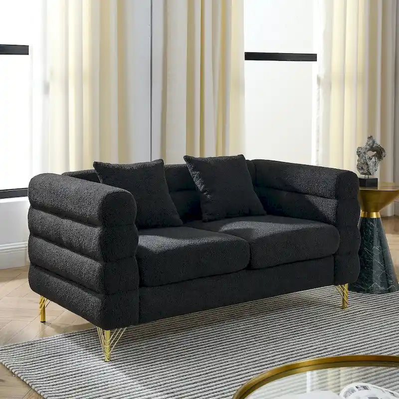 Canapé 2 places surdimensionné à assise profonde avec 2 coussins