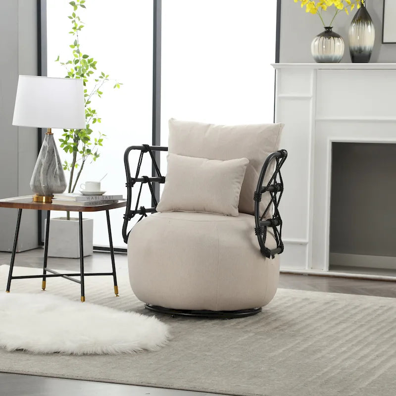 Upholstered Swivel Accent Chair Living Room Chair