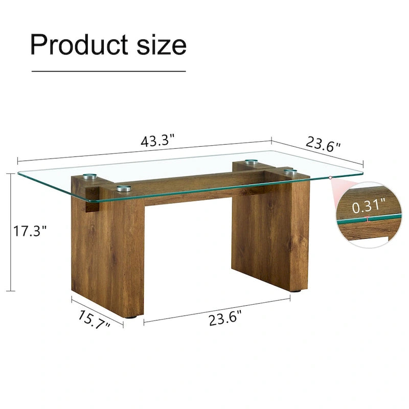 Table basse moderne minimaliste en verre trempé transparent