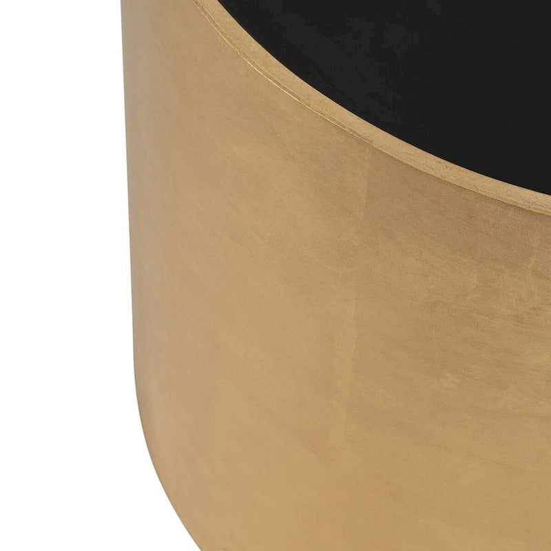 Modern Glam Wood Round Glass Coffee and End Table