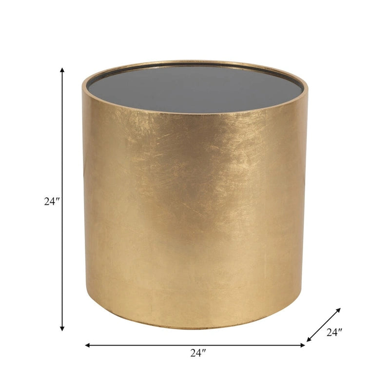 Modern Glam Wood Round Glass Coffee and End Table