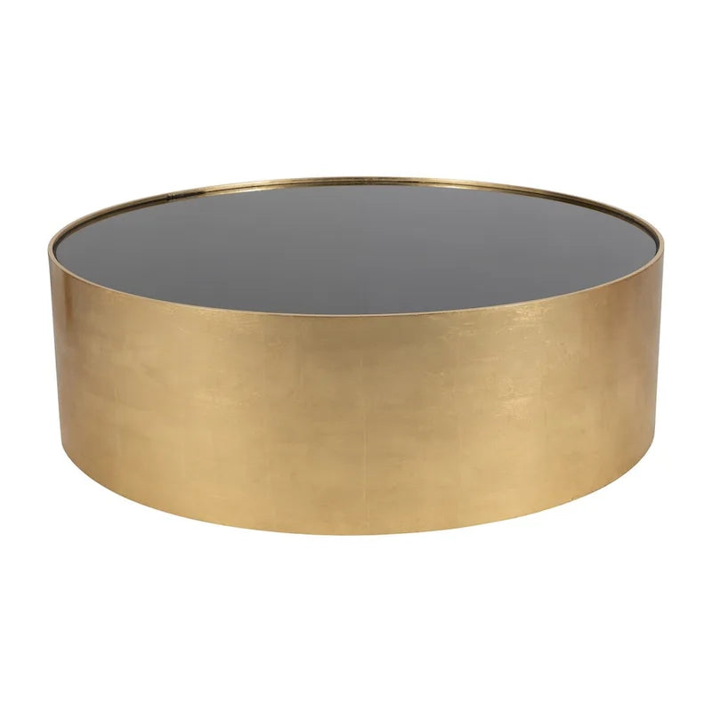 Modern Glam Wood Round Glass Coffee and End Table