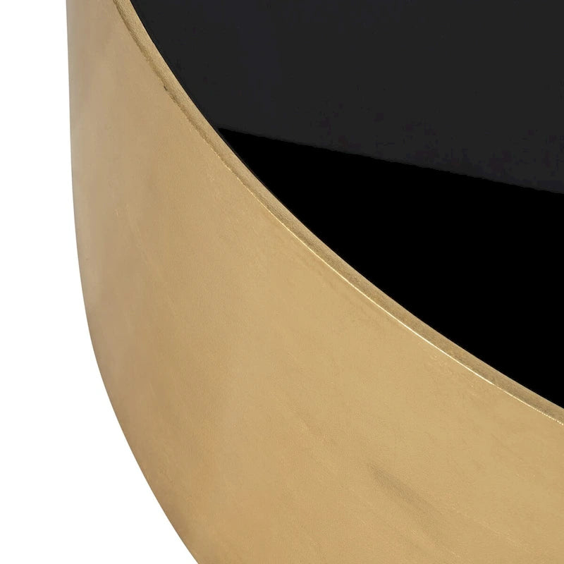 Modern Glam Wood Round Glass Coffee and End Table