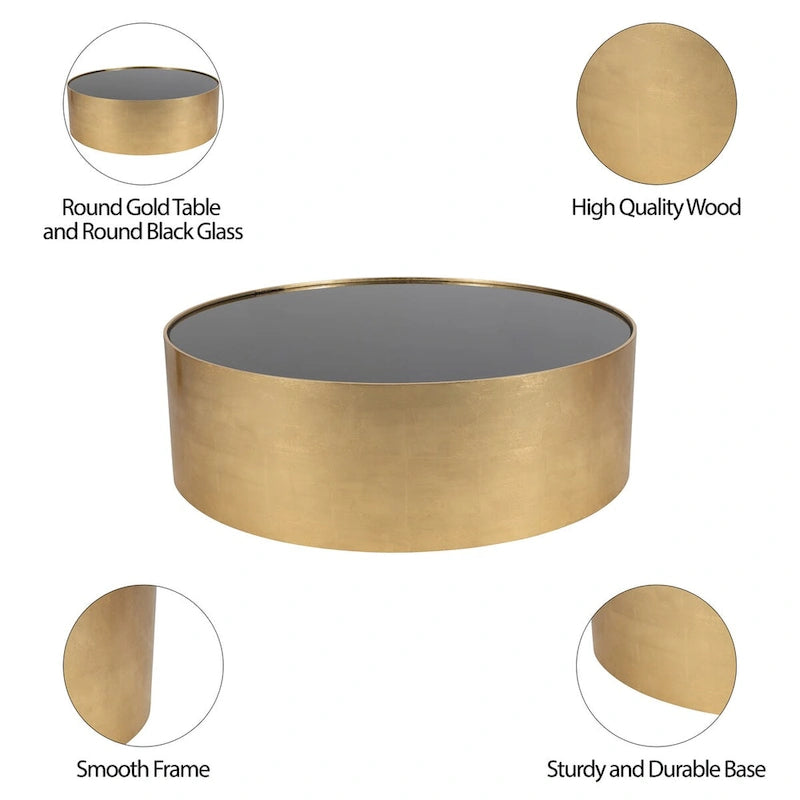 Modern Glam Wood Round Glass Coffee and End Table