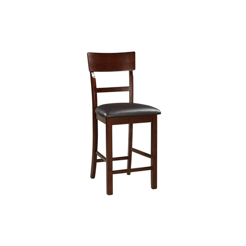 Set aus 2 Esszimmerstühlen, braune Möbel aus Massivholz, Thekenhöhe, gepolsterte Sitzflächen und einzigartige Rückenlehnen
