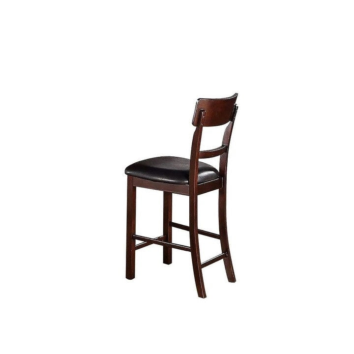 Set aus 2 Esszimmerstühlen, braune Möbel aus Massivholz, Thekenhöhe, gepolsterte Sitzflächen und einzigartige Rückenlehnen