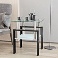 Table à thé moderne en verre trempé, table basse, table de bout carrée - 17.72L x 17.72 W x 20.5 H,
