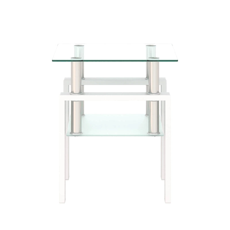 Table à thé moderne en verre trempé, table basse, table de bout carrée - 17.72L x 17.72 W x 20.5 H,